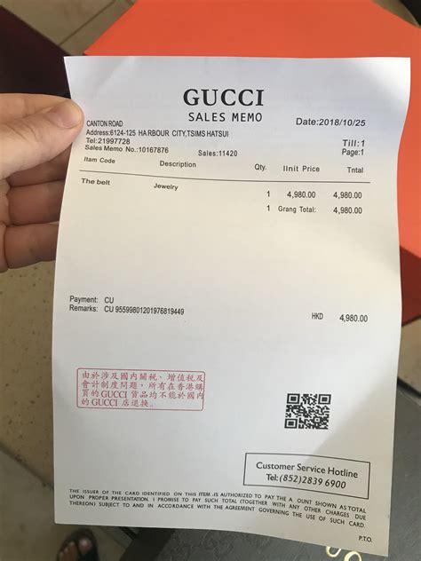 is gucci a real receipt